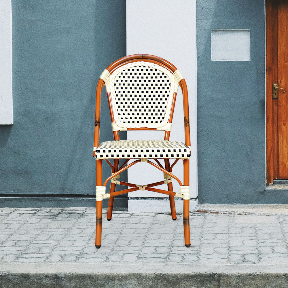 Paris Cafe Patio Dining Chair #color_cream/black