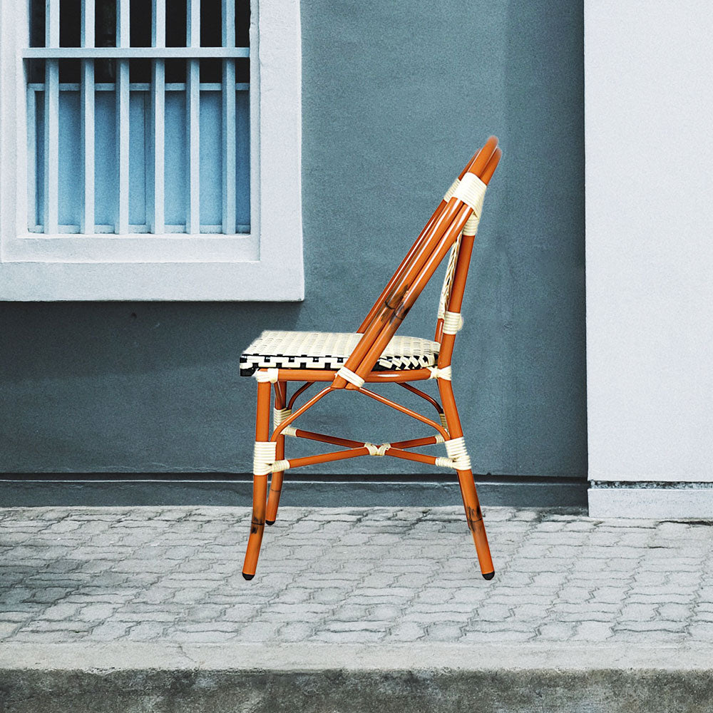 Paris Cafe Patio Dining Chair #color_cream/black