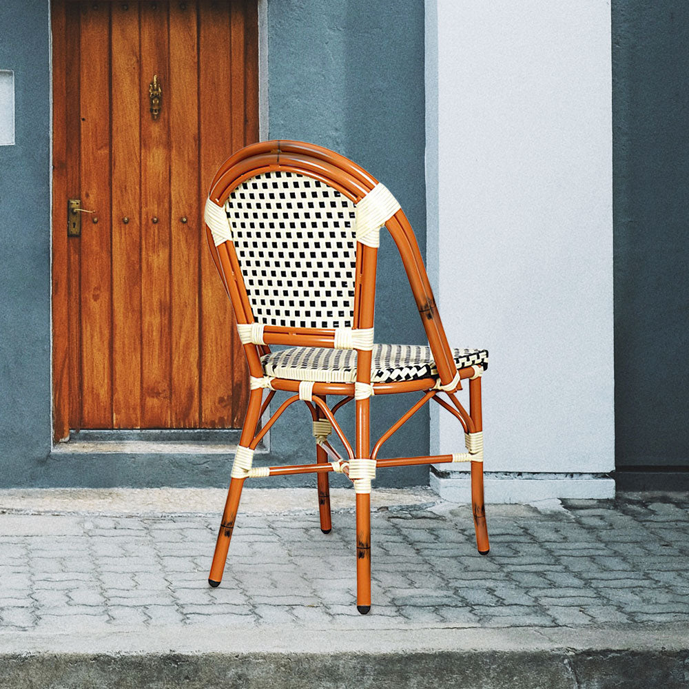 Paris Cafe Patio Dining Chair #color_cream/black