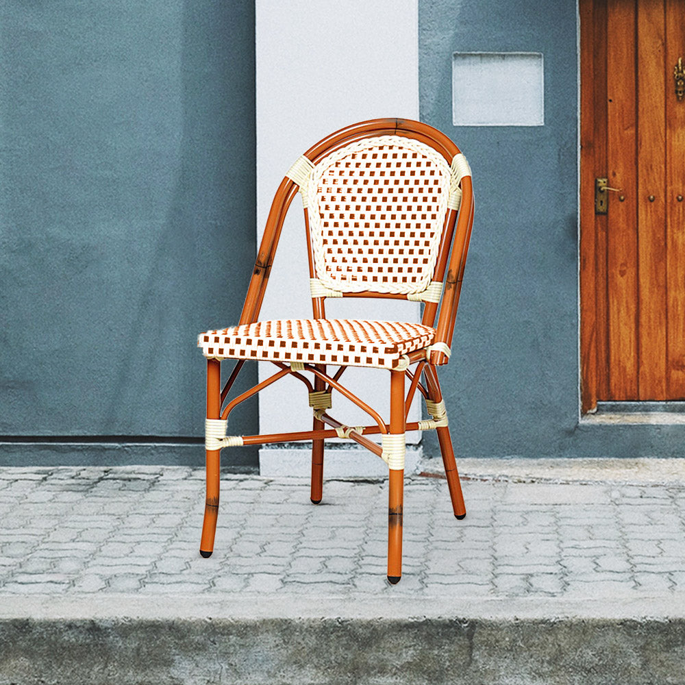 Paris Cafe Patio Dining Chair #color_cream/burgundy