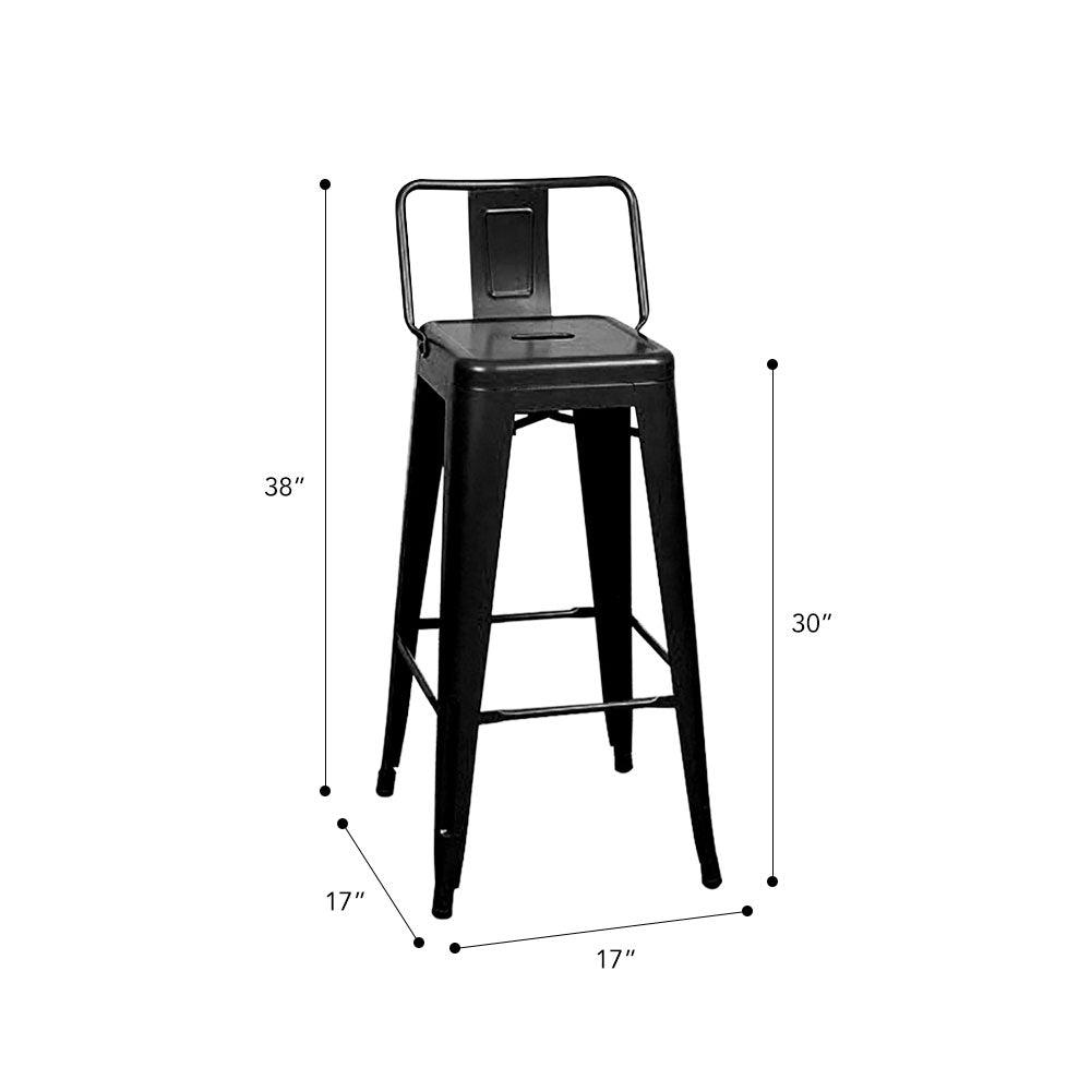 Marais A Bar Stool with Low Back #color_Black