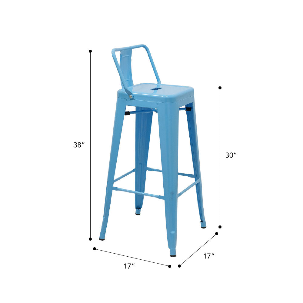 Marais A Bar Stool with Low Back #color_Blue