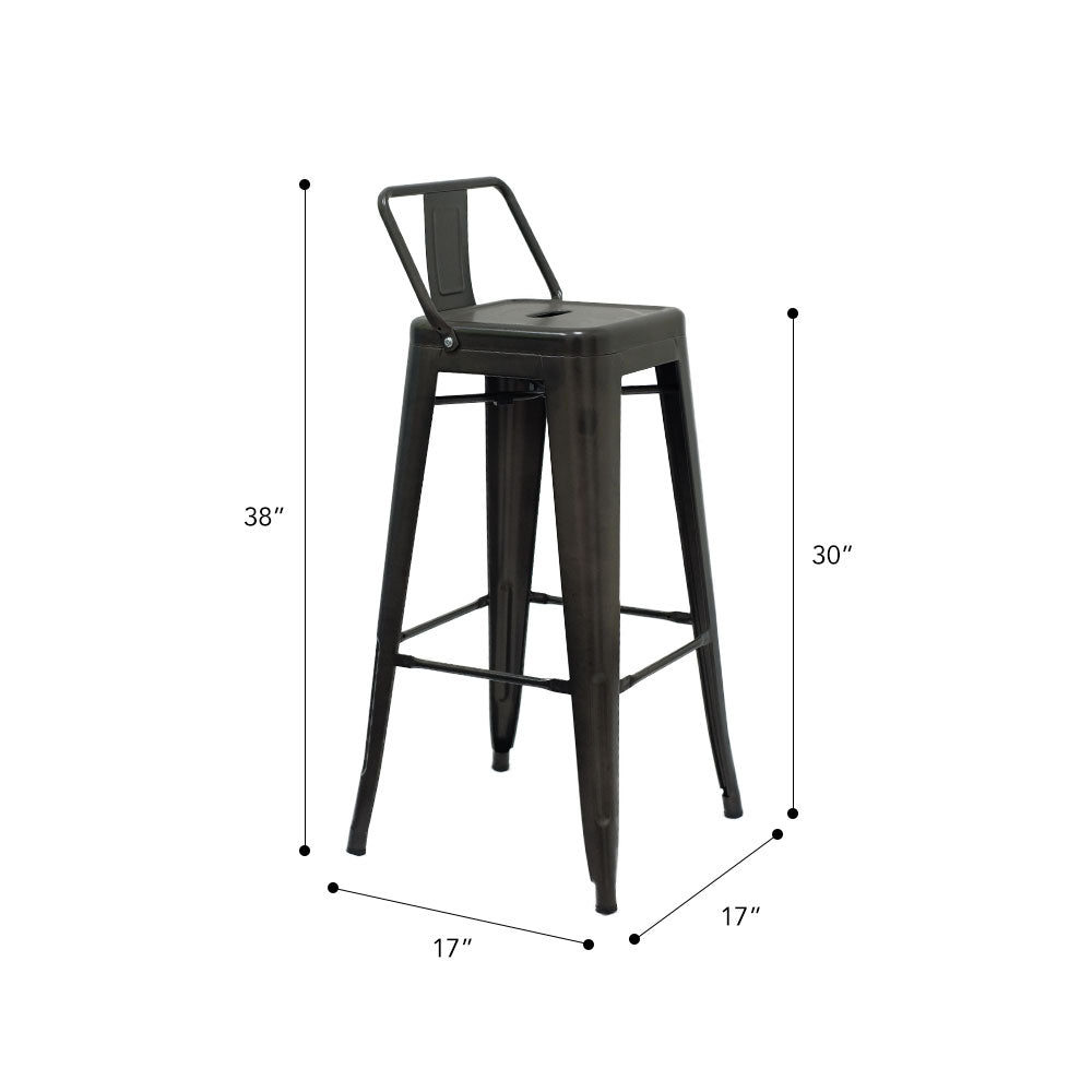 Marais A Bar Stool with Low Back #color_Gunmetal