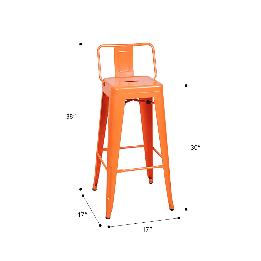 Marais A Bar Stool with Low Back #color_Orange