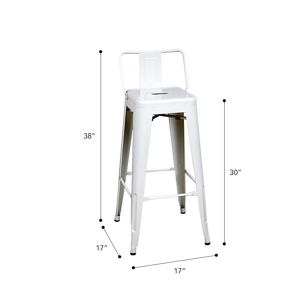 Marais A Bar Stool with Low Back #color_White