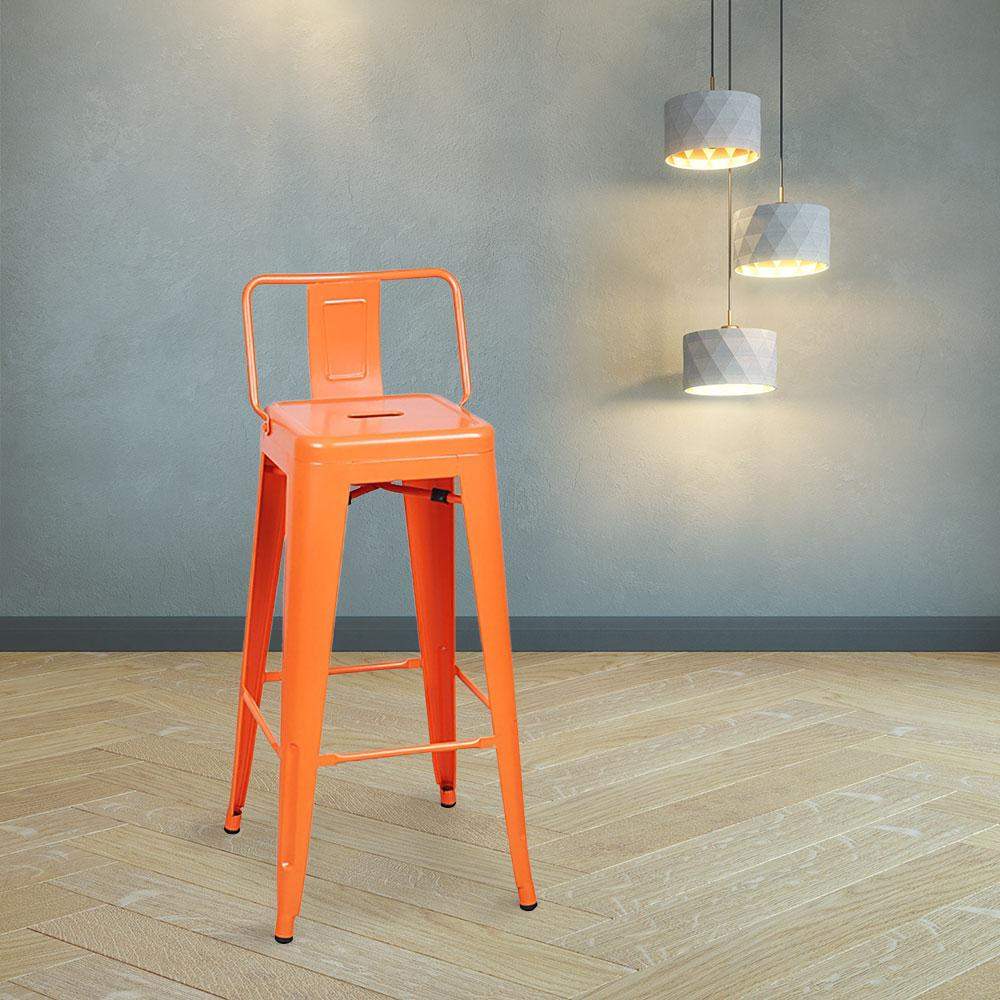 Heritage Middle Low Back Metal 30" Bar Stool #color_Orange