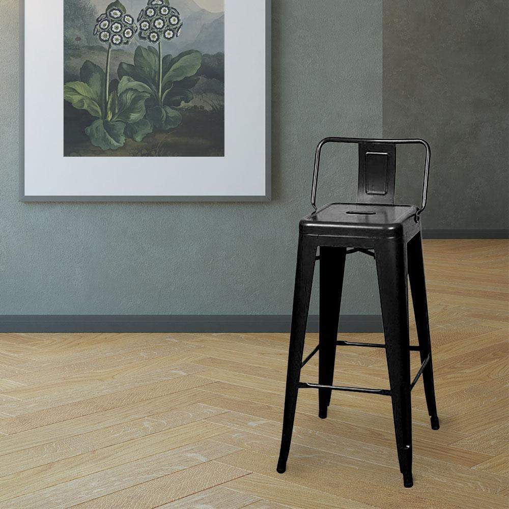 Marais A Bar Stool with Low Back #color_Black