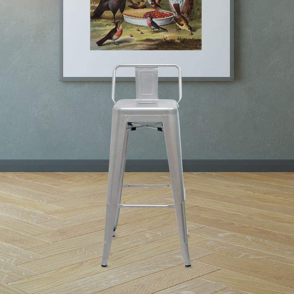 Marais A Bar Stool with Low Back #color_Flash Silver