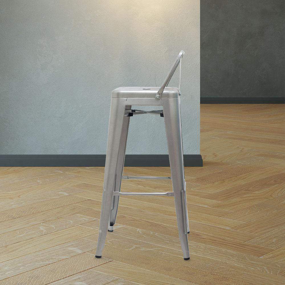 Marais A Bar Stool with Low Back #color_Flash Silver