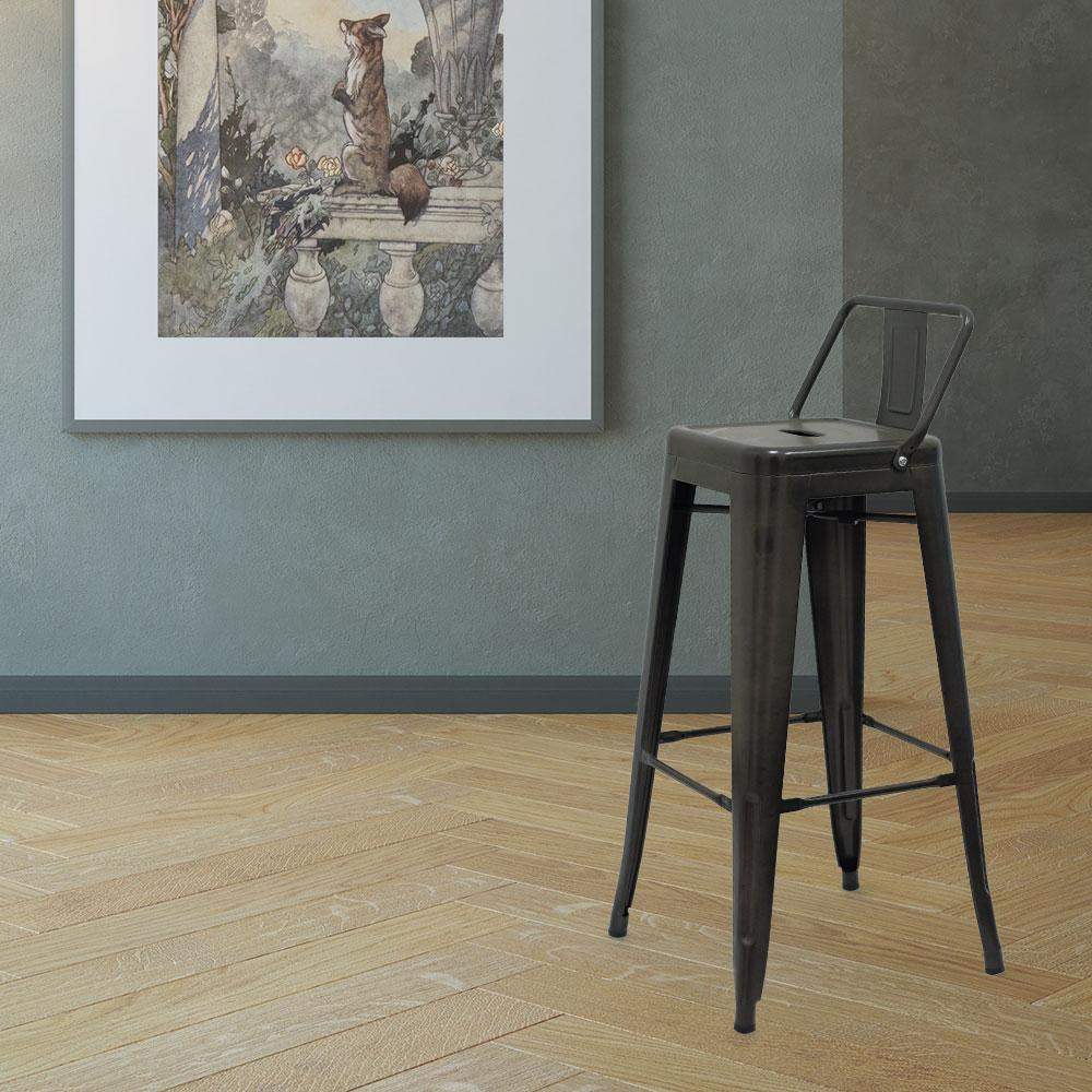 Marais A Bar Stool with Low Back #color_Gunmetal