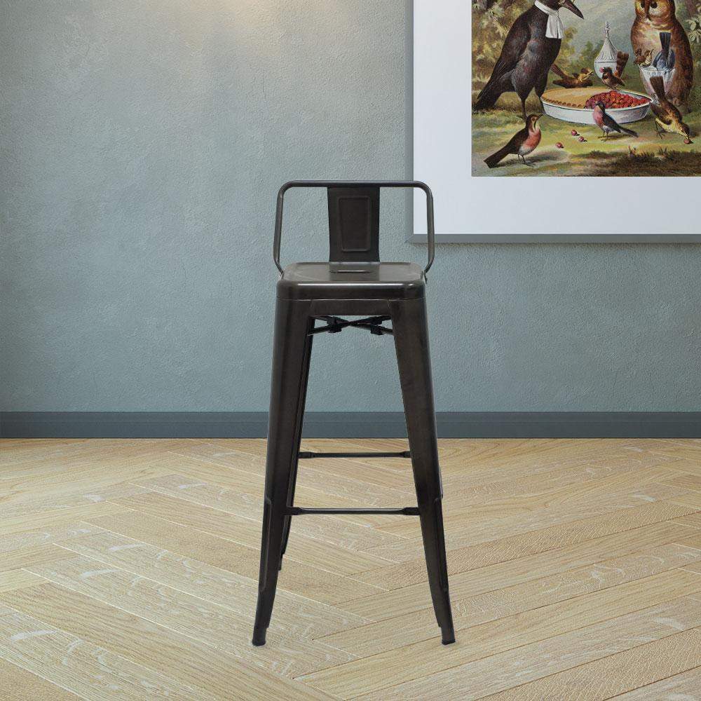 Marais A Bar Stool with Low Back #color_Gunmetal