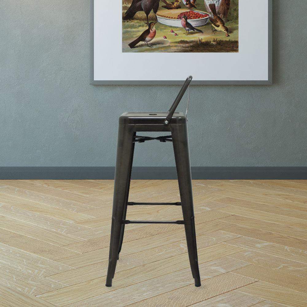 Marais A Bar Stool with Low Back #color_Gunmetal