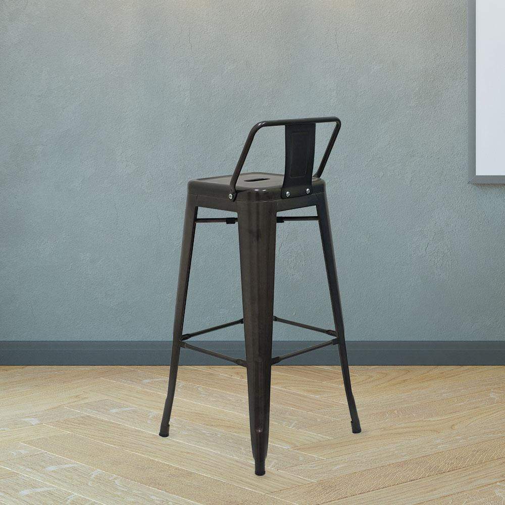 Marais A Bar Stool with Low Back #color_Gunmetal