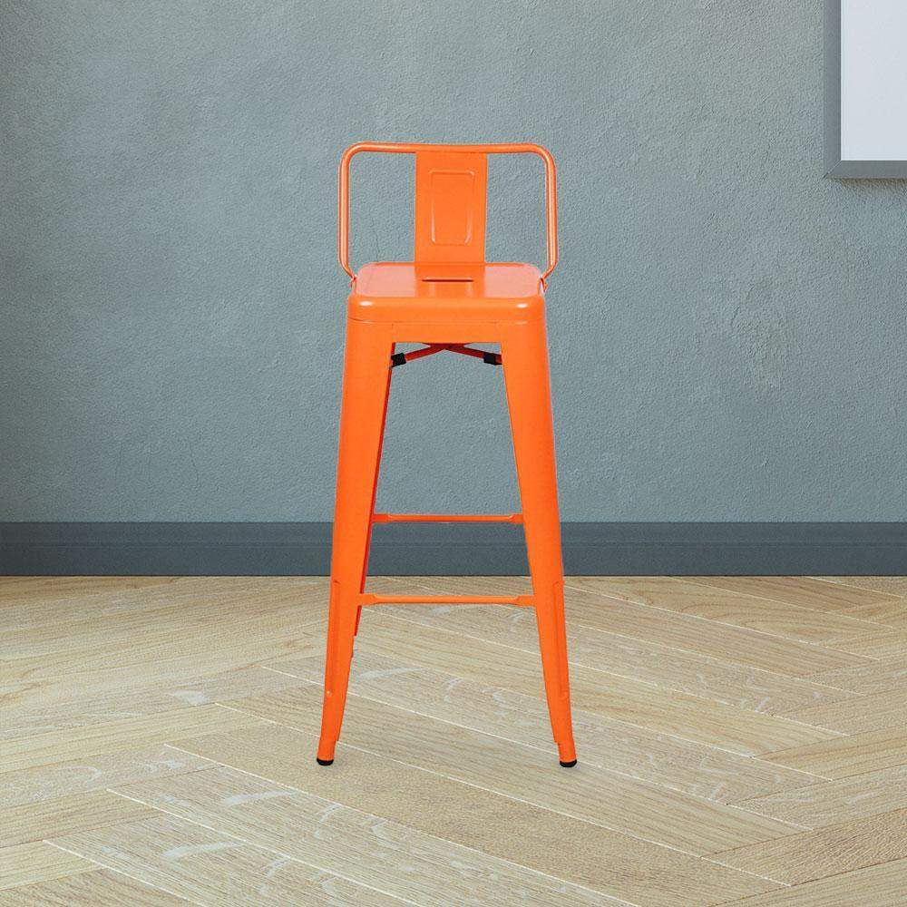 Heritage Middle Low Back Metal 30" Bar Stool #color_Orange