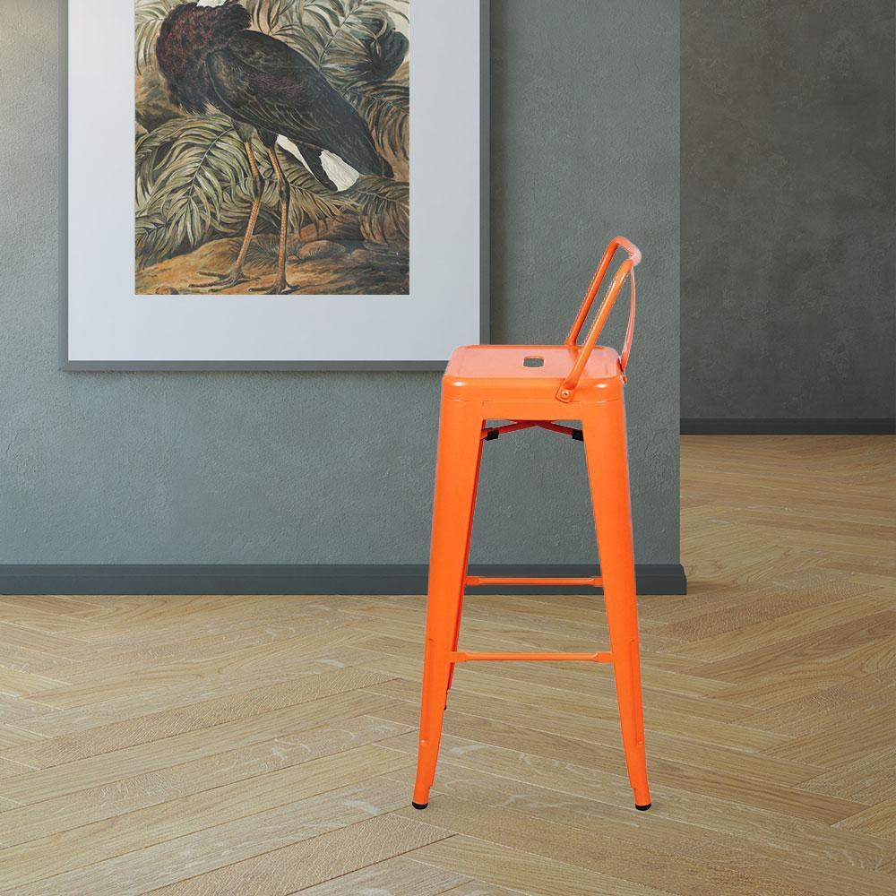 Heritage Middle Low Back Metal 30" Bar Stool #color_Orange