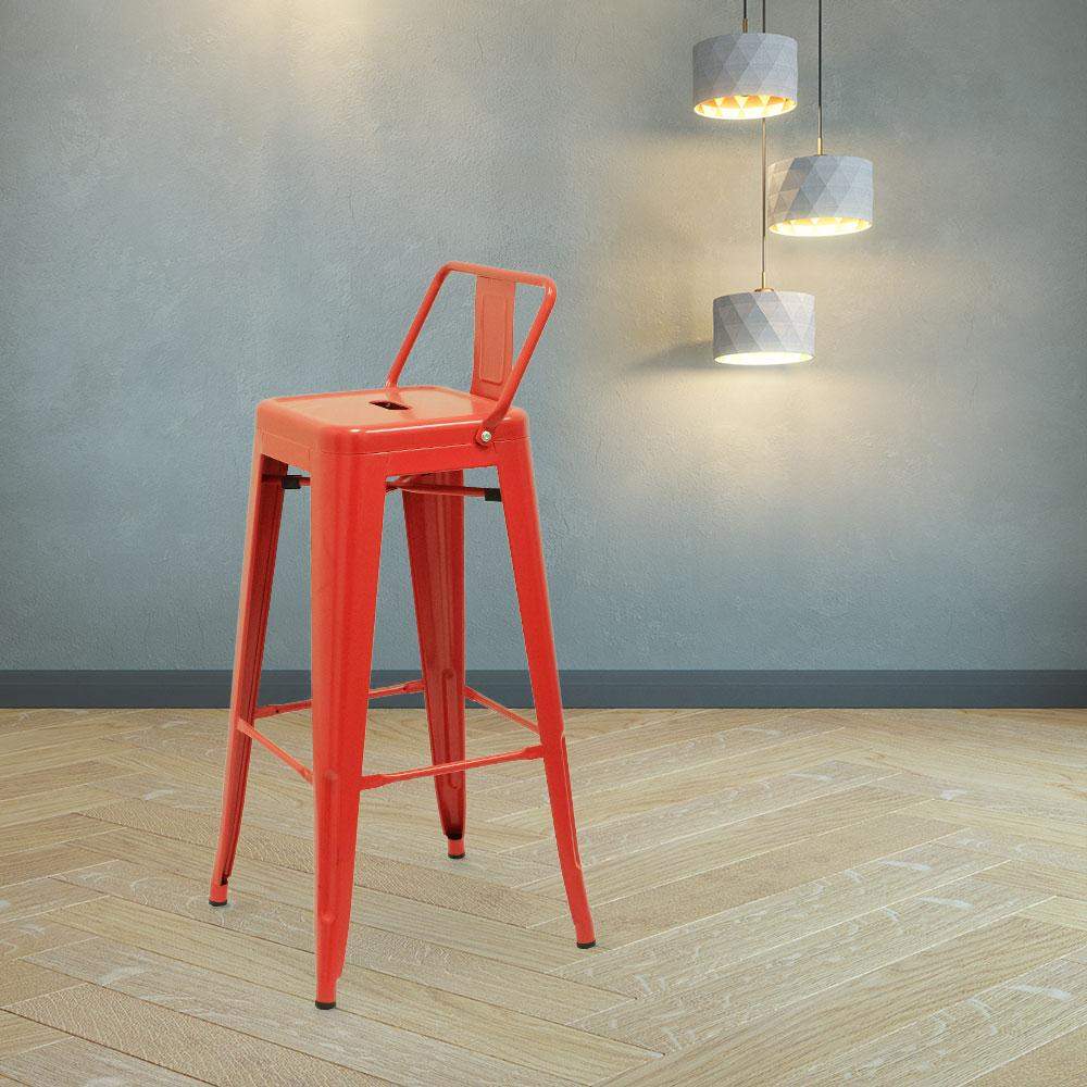 Marais A Bar Stool with Low Back #color_Red