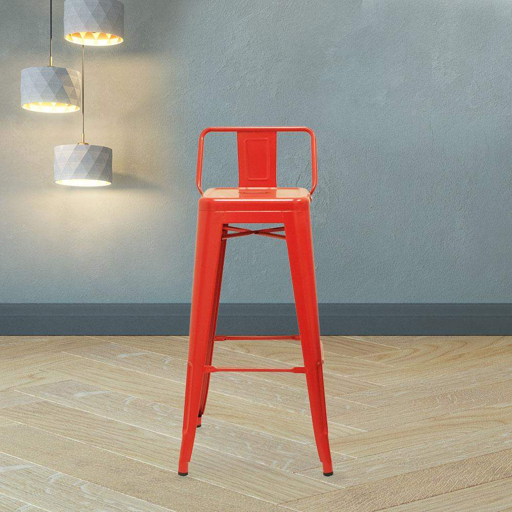 Marais A Bar Stool with Low Back #color_Red