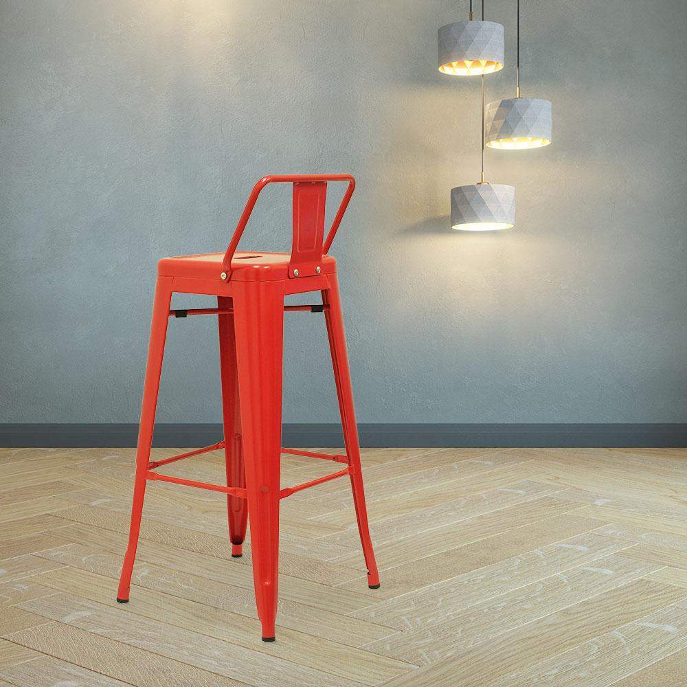 Marais A Bar Stool with Low Back #color_Red