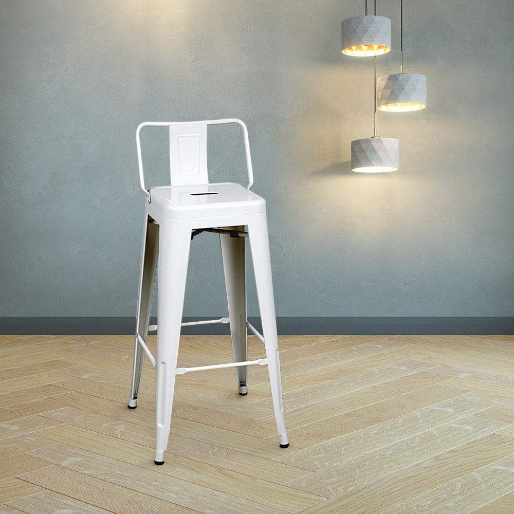 Marais A Bar Stool with Low Back #color_White