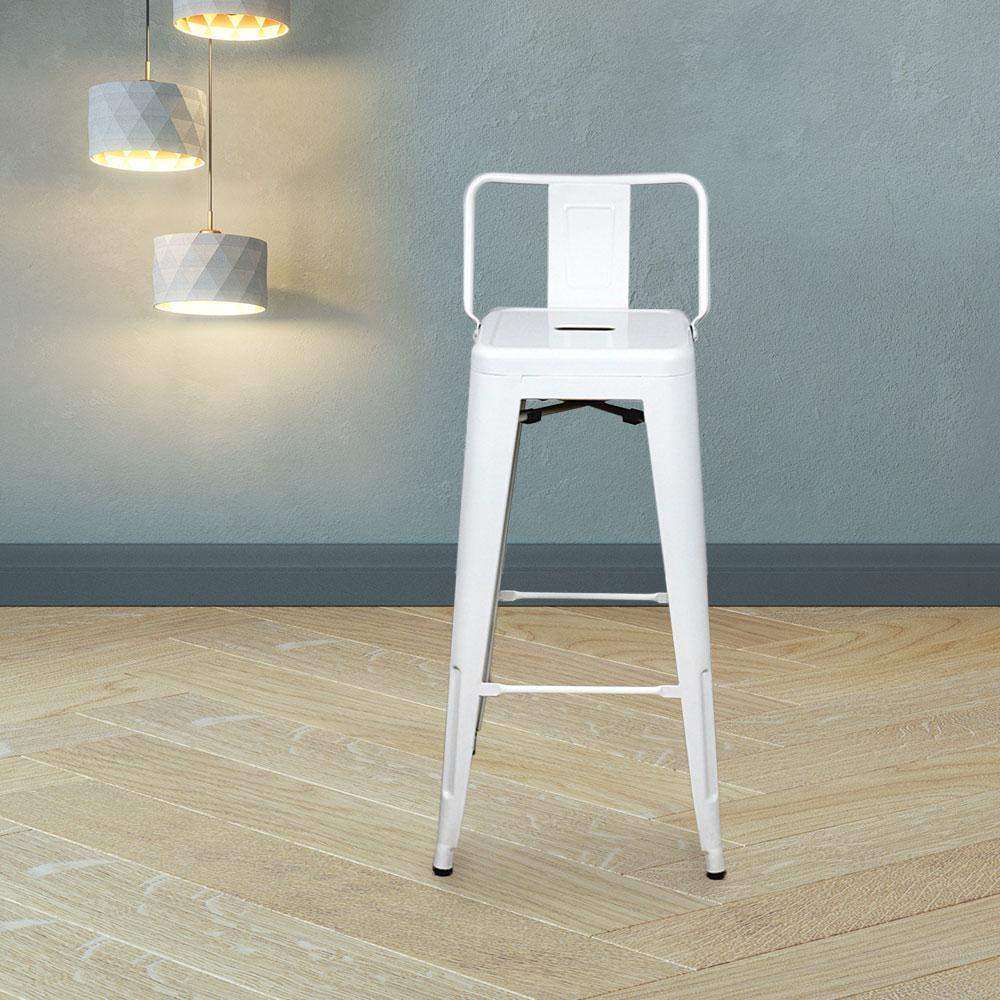 Marais A Bar Stool with Low Back #color_White