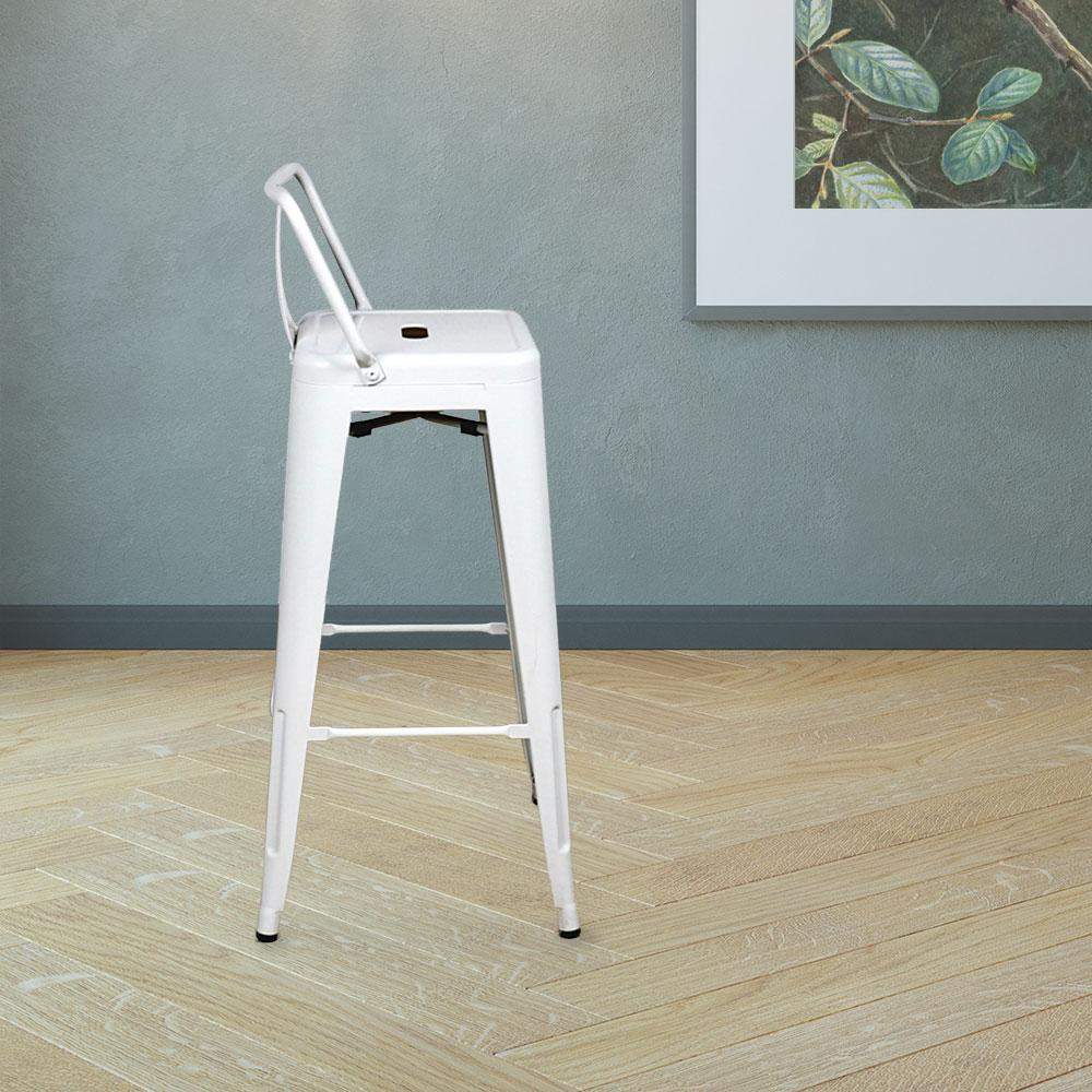 Marais A Bar Stool with Low Back #color_White