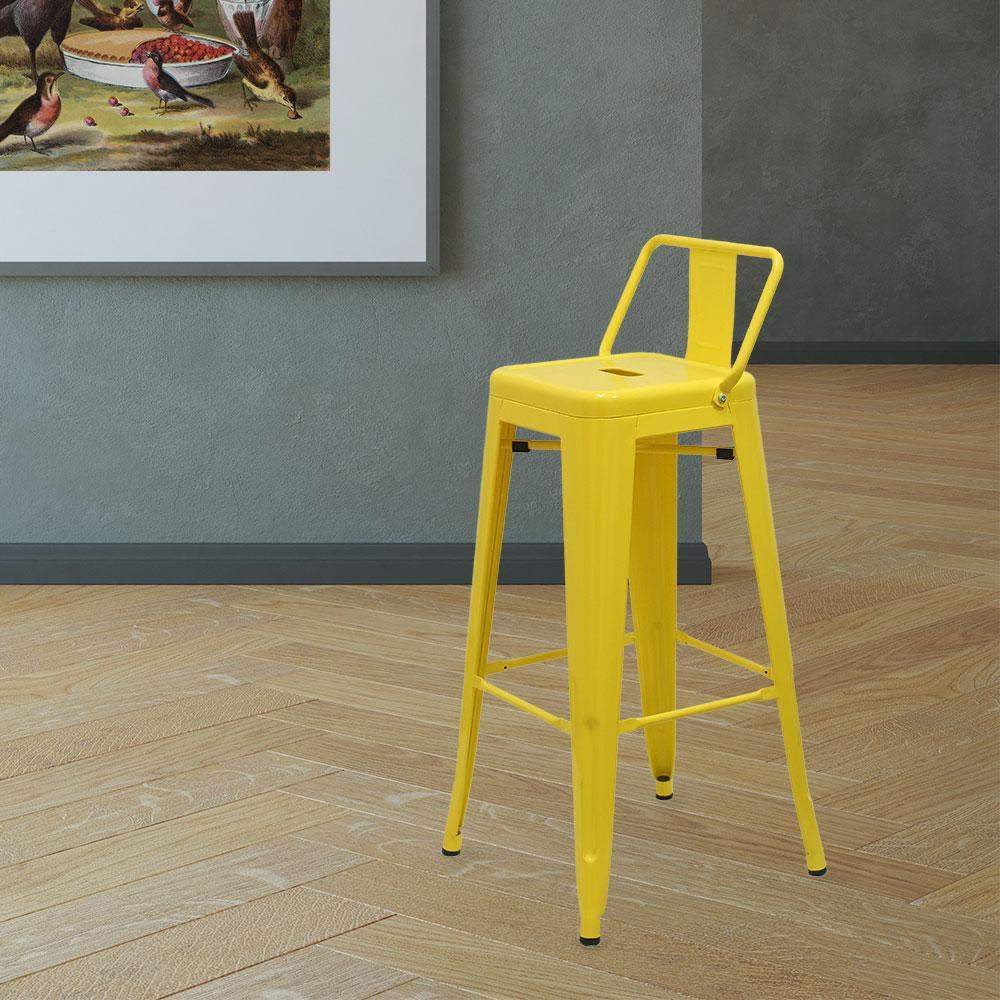 Marais A Bar Stool with Low Back #color_Yellow