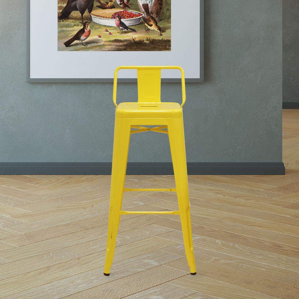 Marais A Bar Stool with Low Back #color_Yellow