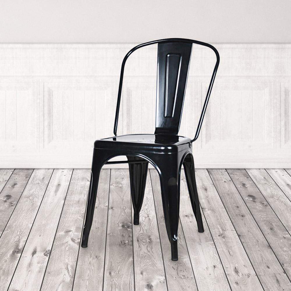 Marais A Dining Chair with Metal Seat #color_Black