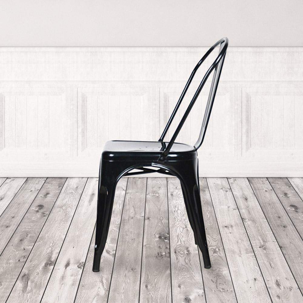 Marais A Dining Chair with Metal Seat #color_Black