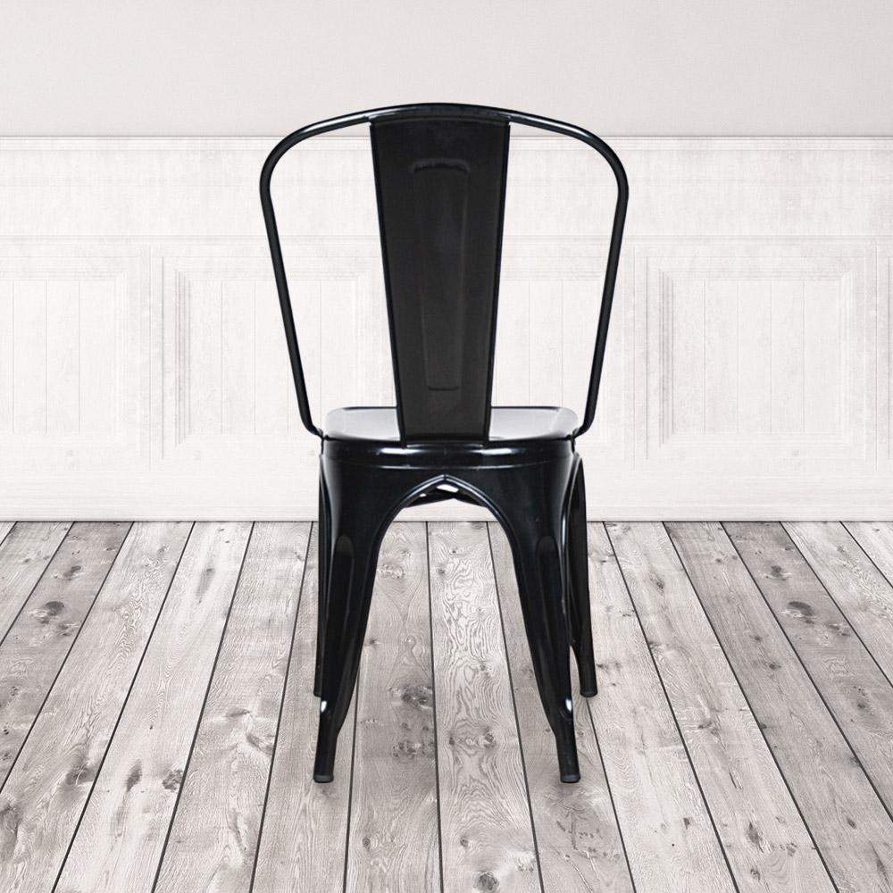 Marais A Dining Chair with Metal Seat #color_Black