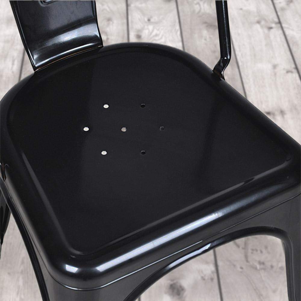 Marais A Dining Chair with Metal Seat #color_Black