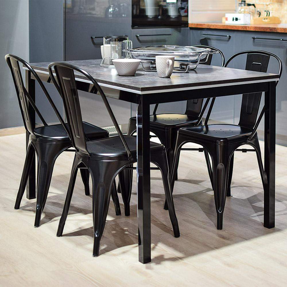 Marais A Dining Chair with Metal Seat #color_Black