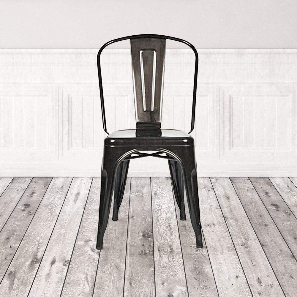 Marais A Dining Chair with Metal Seat #color_Gunmetal