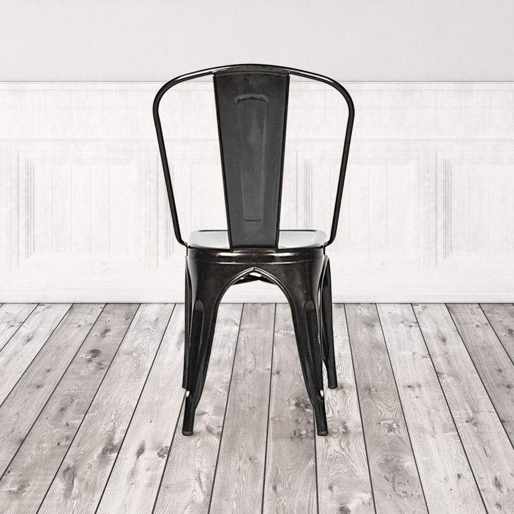 Marais A Dining Chair with Metal Seat #color_Gunmetal