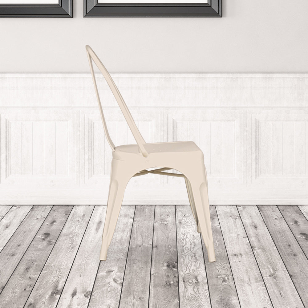 Marais A Dining Chair with Metal Seat #color_Ivory