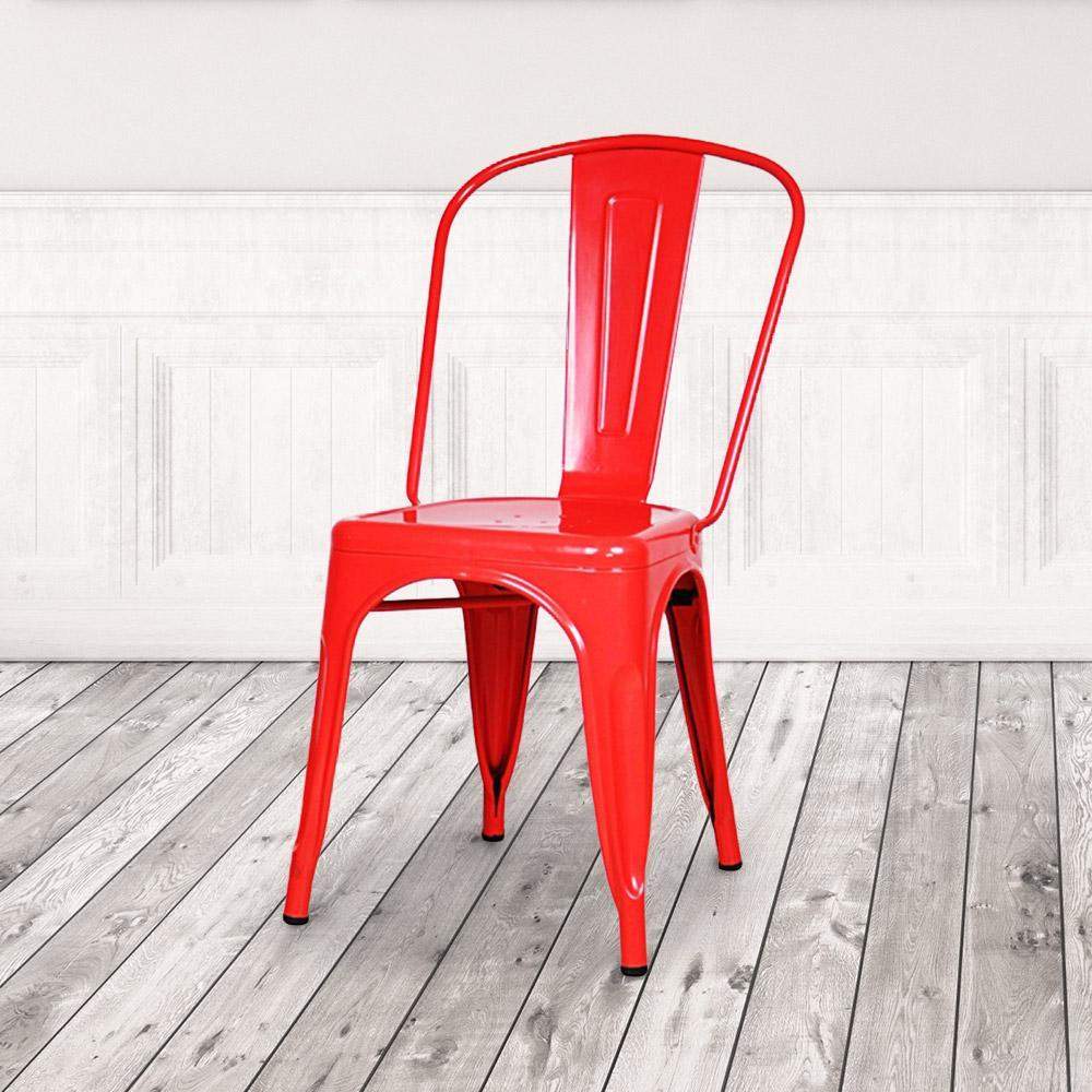 Marais A Dining Chair with Metal Seat #color_Red