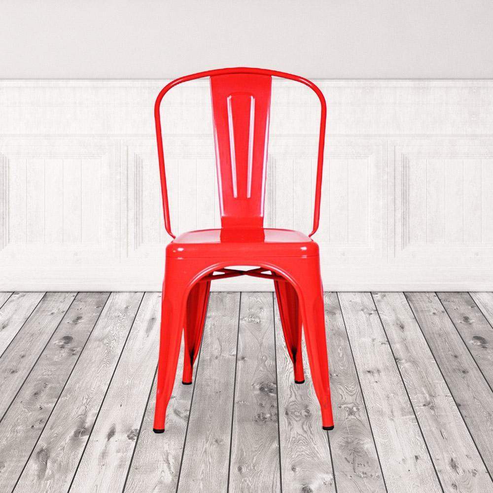 Marais A Dining Chair with Metal Seat #color_Red