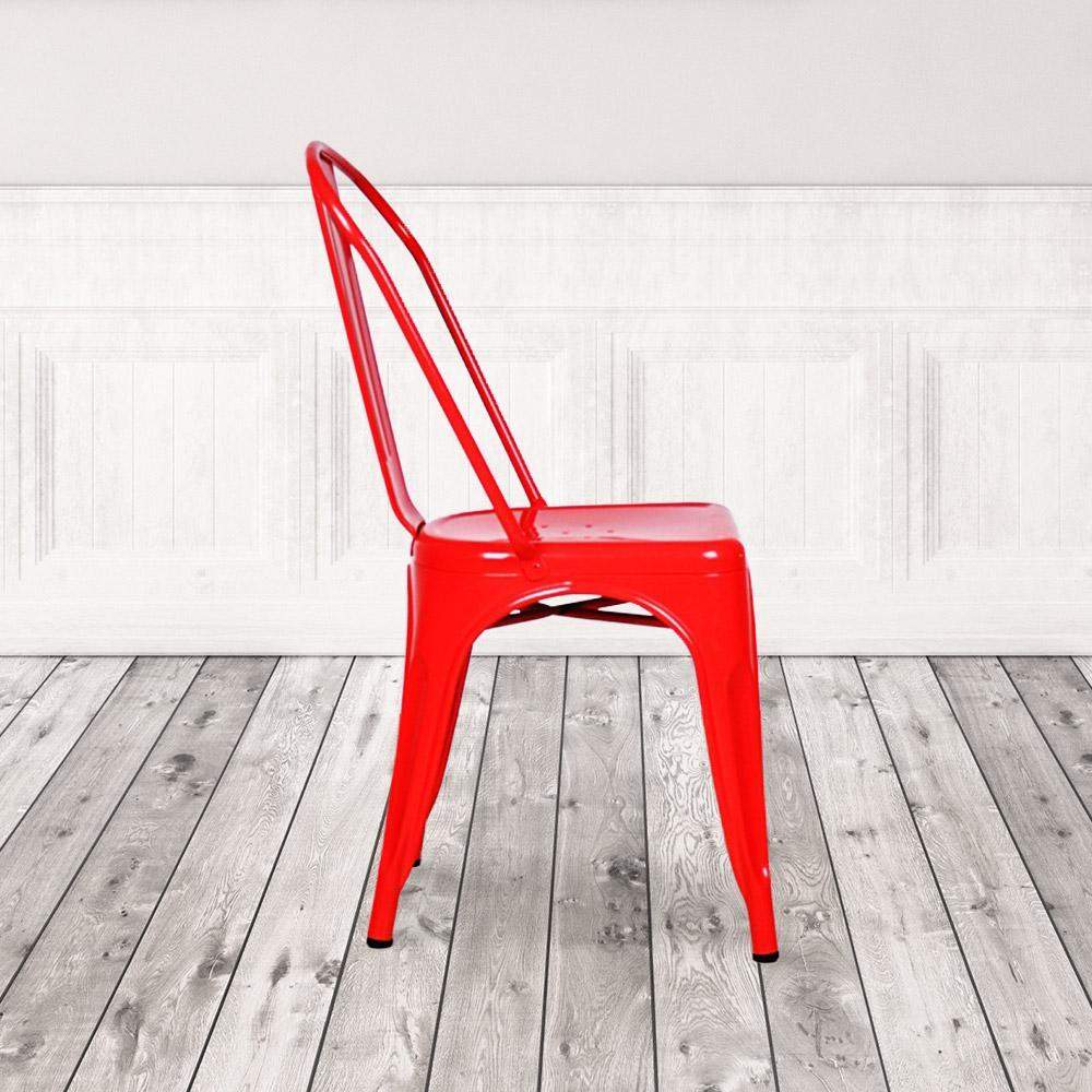 Marais A Dining Chair with Metal Seat #color_Red