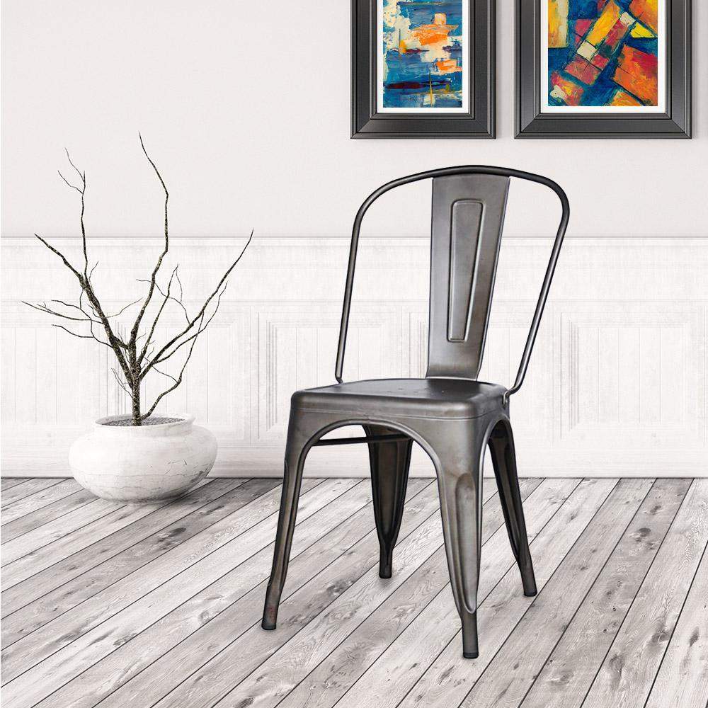 Marais A Dining Chair with Metal Seat #color_Rust