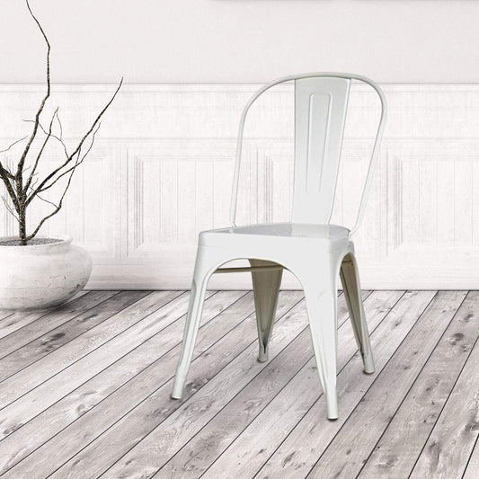 Marais A Dining Chair with Metal Seat #color_White