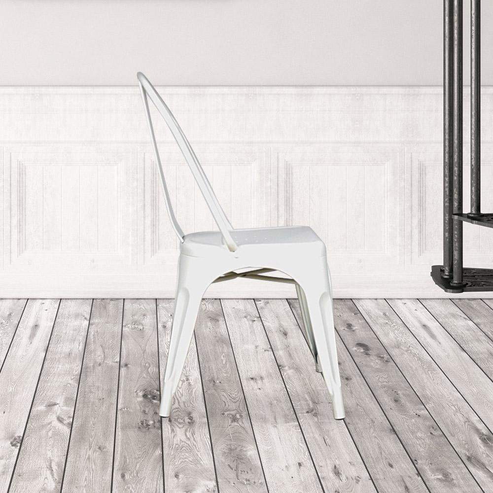 Marais A Dining Chair with Metal Seat #color_White