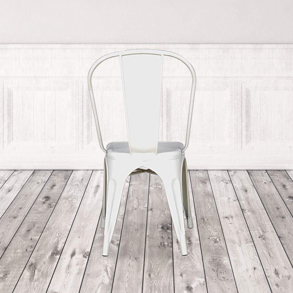 Marais A Dining Chair with Metal Seat #color_White