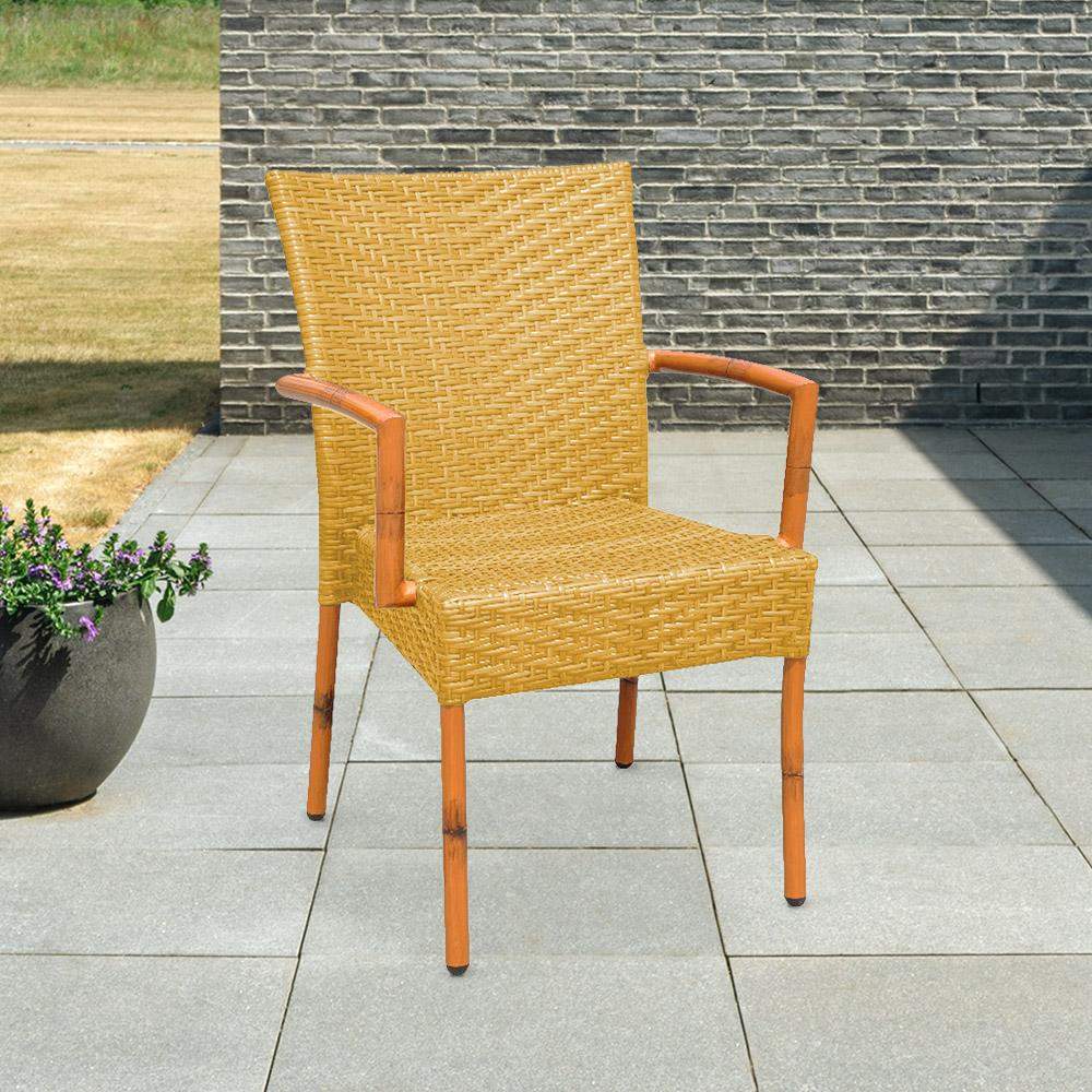 Lyon Tan Patio Dining Arm Chair