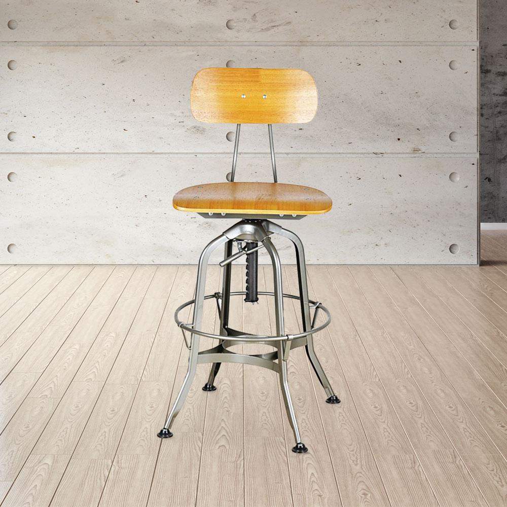 Toledo Swivel Adjustable Height Bar Stool #color_Chrome/Brown