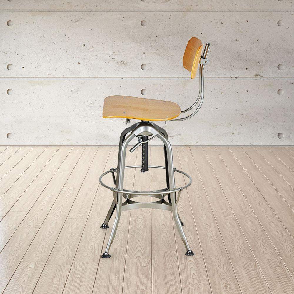 Toledo Swivel Adjustable Height Bar Stool #color_Chrome/Brown