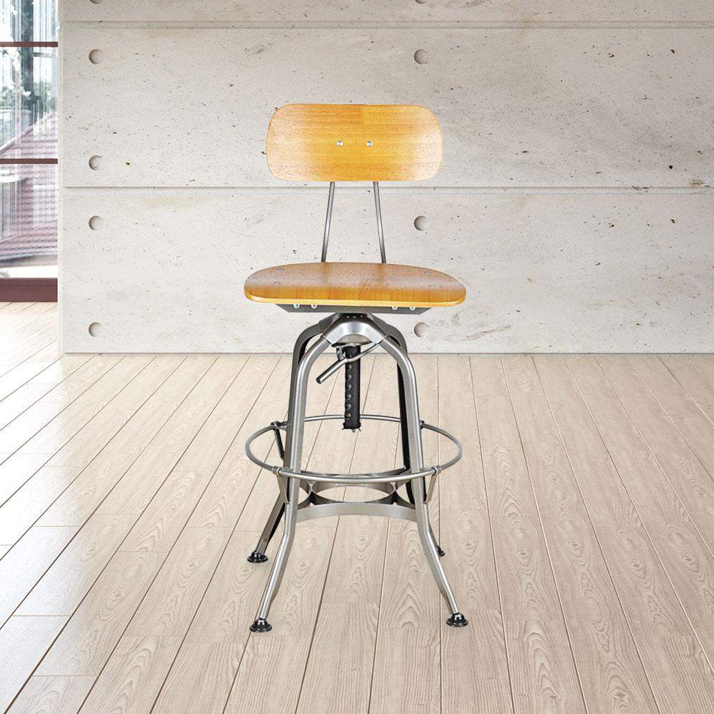 Toledo Swivel Adjustable Height Bar Stool #color_Chrome/Brown