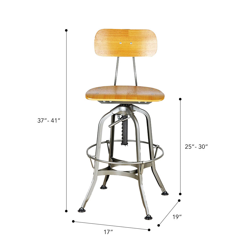 Toledo Swivel Adjustable Height Bar Stool #color_Chrome/Brown