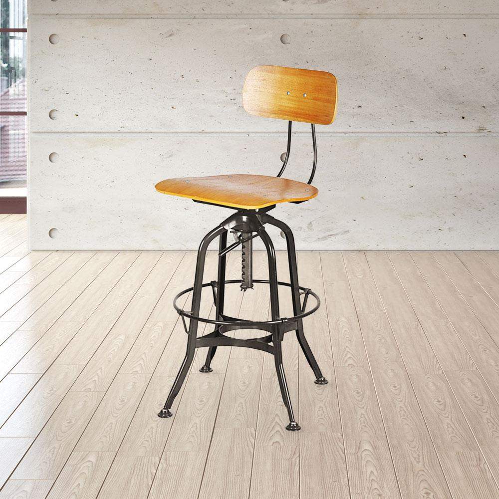 Toledo Swivel Adjustable Height Bar Stool #color_Dark Brown/Brown