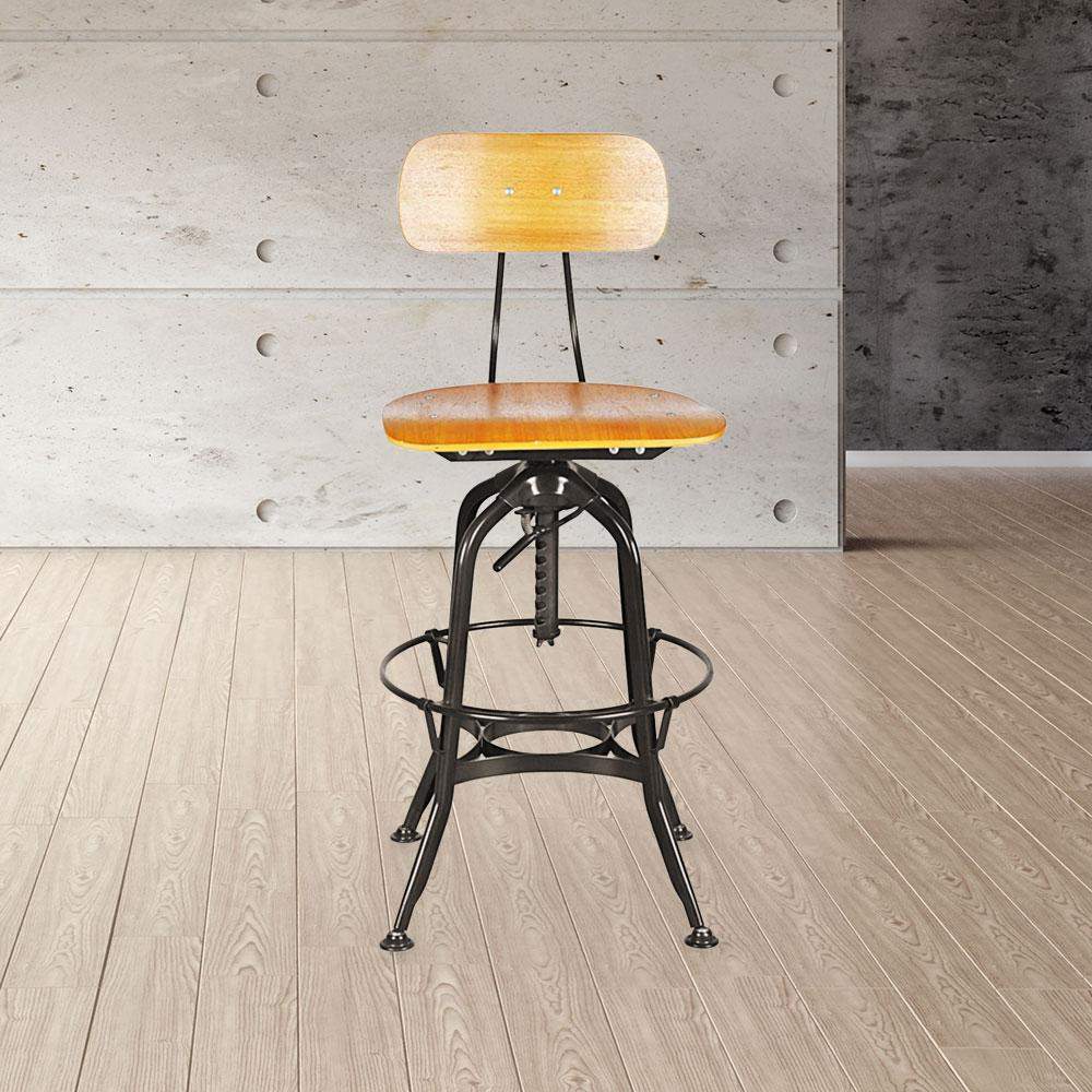 Toledo Swivel Adjustable Height Bar Stool #color_Dark Brown/Brown