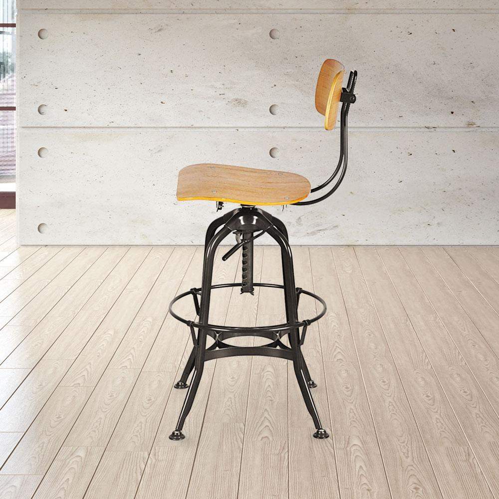 Toledo Swivel Adjustable Height Bar Stool #color_Dark Brown/Brown